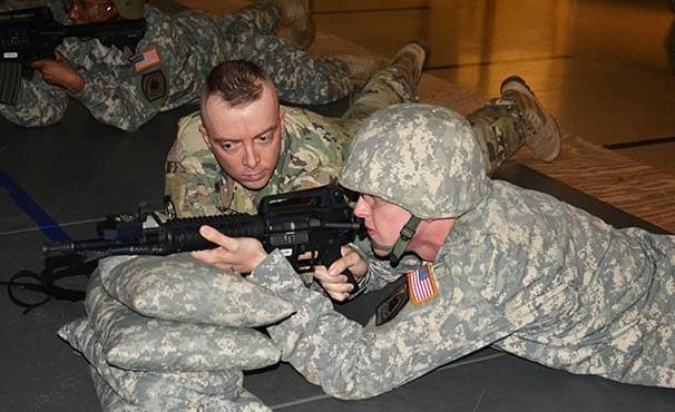 Army ROTC student during training